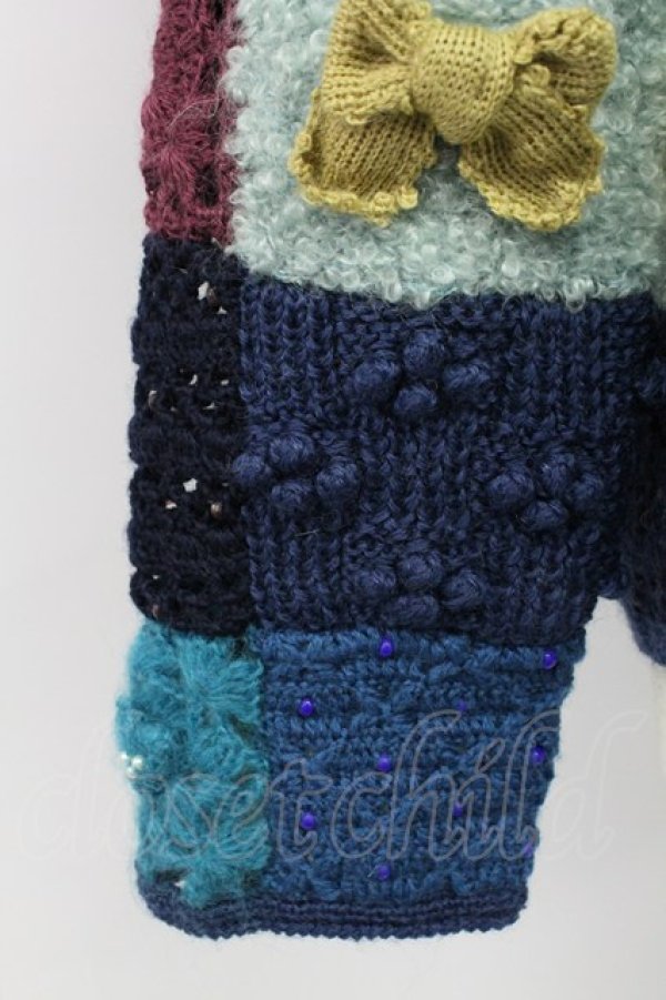 画像4: PINK HOUSE / パッチワークニットカーディガン  青 T-25-12-25-002-LO-TO-SA-ZT412 (4)