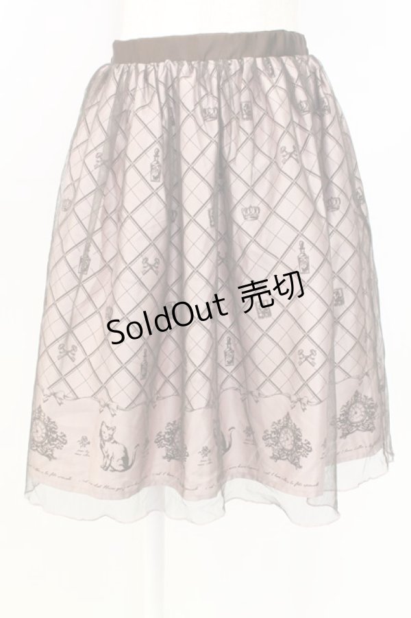 画像1: axes femme POETIQUE / チュール重ねねこ柄スカート M ピンク T-25-12-25-019-AX-SK-SA-ZT430 (1)