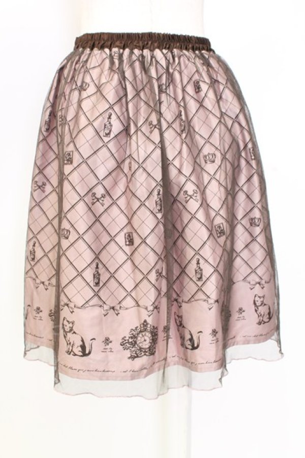 画像2: axes femme POETIQUE / チュール重ねねこ柄スカート M ピンク T-25-12-25-019-AX-SK-SA-ZT (2)