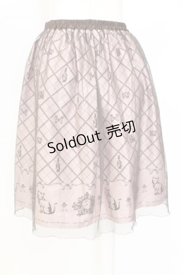 画像2: axes femme POETIQUE / チュール重ねねこ柄スカート M ピンク T-25-12-25-019-AX-SK-SA-ZT430 (2)