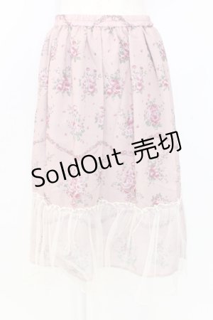 画像: axes femme / チュール配色ブーケスカート  ピンク T-25-12-25-020-AX-SK-SA-ZT