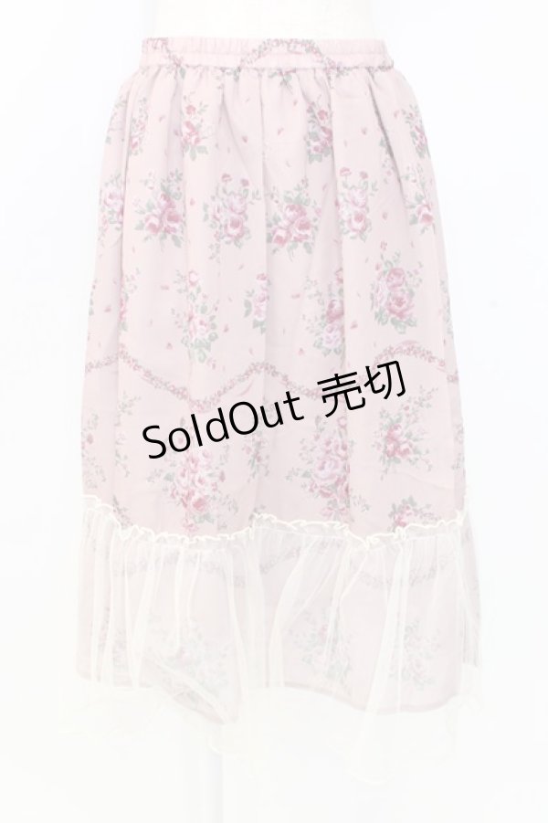 画像1: axes femme / チュール配色ブーケスカート  ピンク T-25-12-25-020-AX-SK-SA-ZT (1)