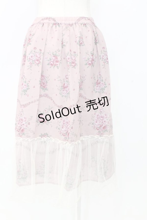 画像2: axes femme / チュール配色ブーケスカート  ピンク T-25-12-25-020-AX-SK-SA-ZT (2)