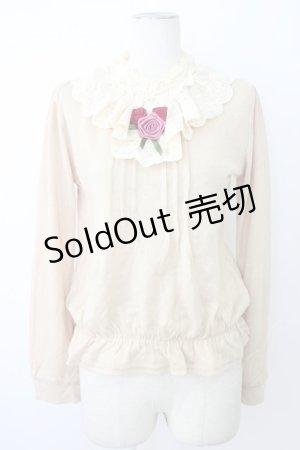 画像: axes femme / 首元バラ付デザインプルオーバー M ベージュ T-25-12-26-001-AX-TO-SA-ZT