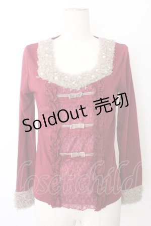 画像: axes femme / ファー&パールトップス M ワイン T-25-12-26-004-AX-TO-SA-ZT