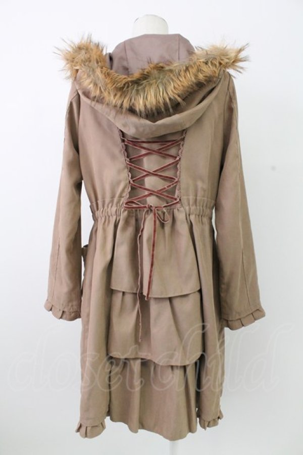 画像2: axes femme / ファーフードダブルボタンモッズコート M ブラウン T-25-12-26-035-AX-CO-SA-ZT (2)