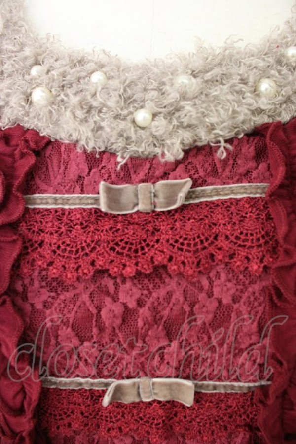 画像3: axes femme / ファー&パールトップス M ワイン T-25-12-26-004-AX-TO-SA-ZT (3)