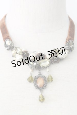 画像: axes femme / ゴージャスビジューチョーカー  カーキ T-25-12-26-040-AX-AC-SA-ZT424F003