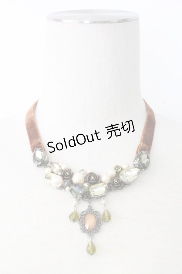 画像2: axes femme / ゴージャスビジューチョーカー  カーキ T-25-12-26-040-AX-AC-SA-ZT424F003 (2)