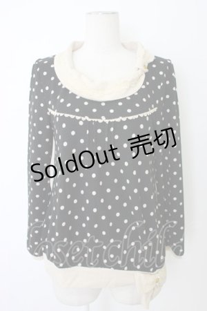 画像: axes femme / ドット柄胸元切替プルオーバー M ブラック T-25-12-26-005-AX-TO-SA-ZT