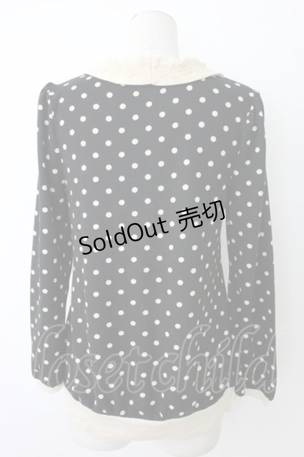 画像2: axes femme / ドット柄胸元切替プルオーバー M ブラック T-25-12-26-005-AX-TO-SA-ZT (2)