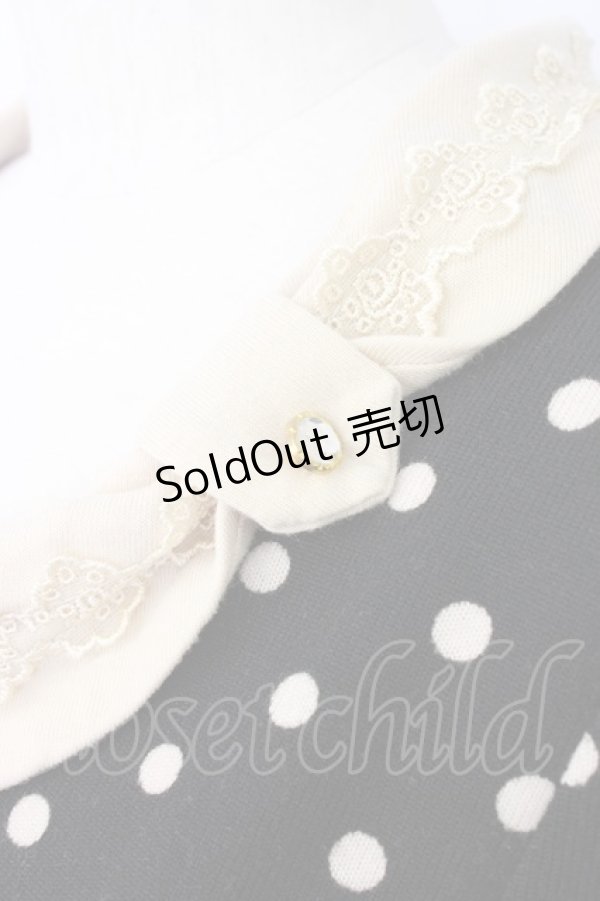 画像3: axes femme / ドット柄胸元切替プルオーバー M ブラック T-25-12-26-005-AX-TO-SA-ZT (3)