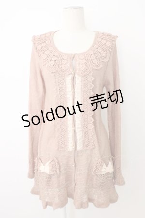 画像: axes femme / シアーフリル&リボンポケットカーディガン M ピンク T-25-12-26-008-AX-TO-SA-ZT