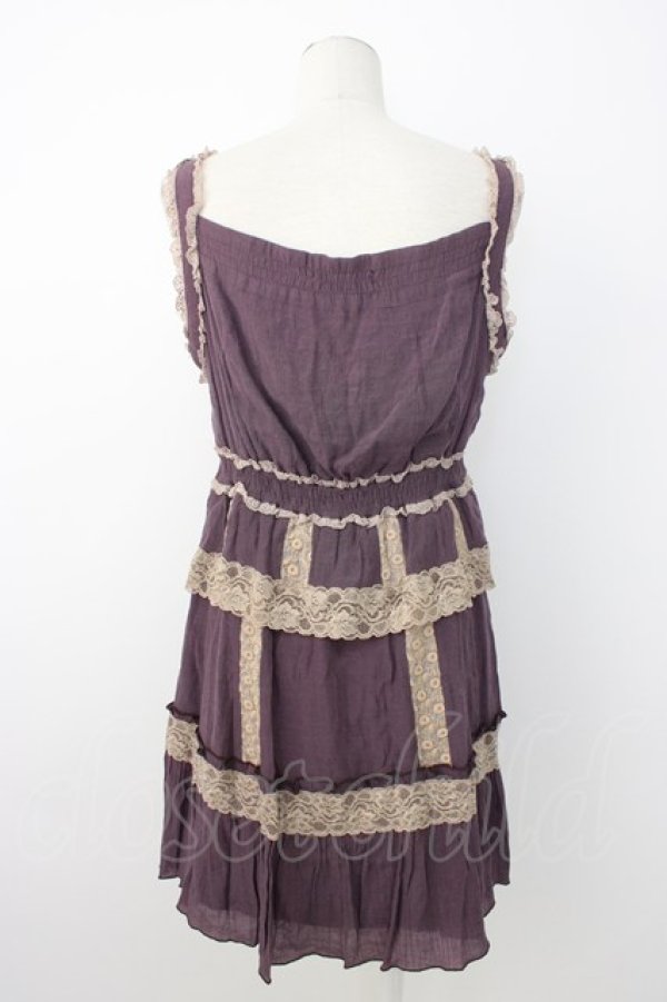 画像2: axes femme / レース配色ワンピース  パープルＸアイボリー T-25-12-26-010-AX-OP-SA-ZT (2)