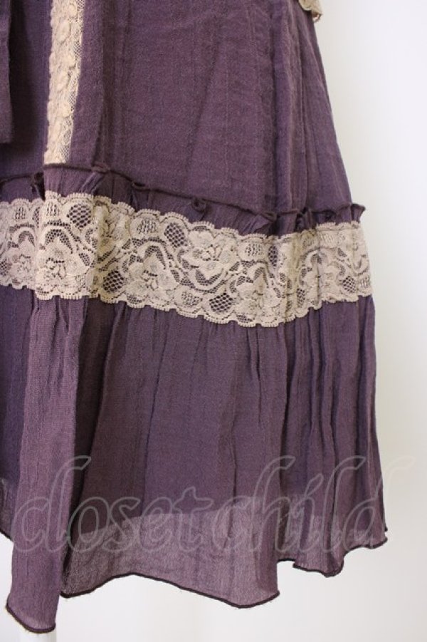 画像4: axes femme / レース配色ワンピース  パープルＸアイボリー T-25-12-26-010-AX-OP-SA-ZT (4)