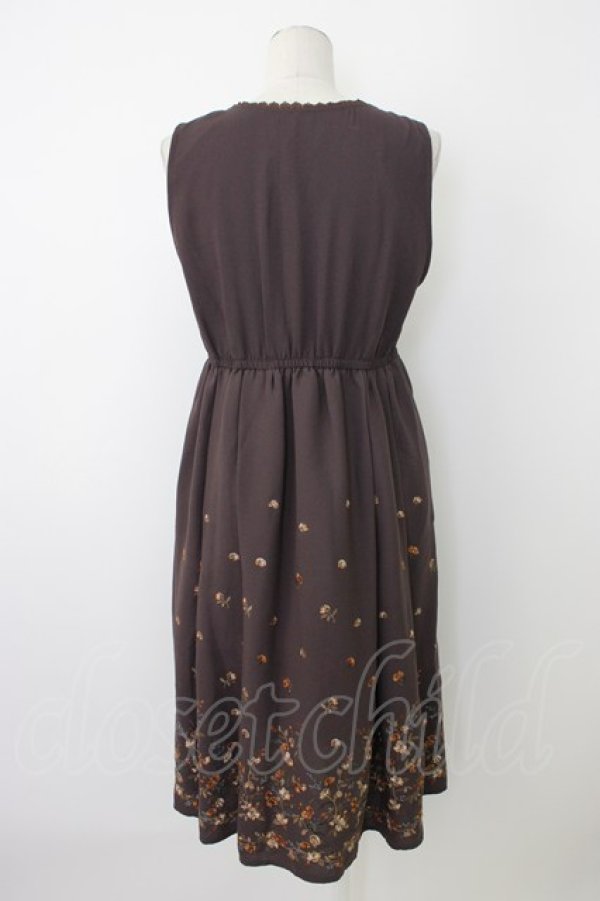 画像2: axes femme / 刺繍入りワンピース M ブラウン T-25-12-26-012-AX-OP-SA-ZT (2)