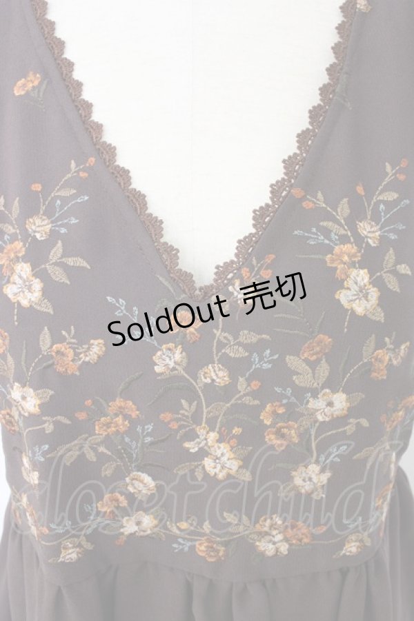 画像3: axes femme / 刺繍入りワンピース M ブラウン T-25-12-26-012-AX-OP-SA-ZT523 (3)