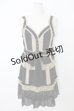 画像: axes femme / レース配色ワンピース  黒Ｘブラウン T-25-12-26-014-AX-OP-SA-ZT