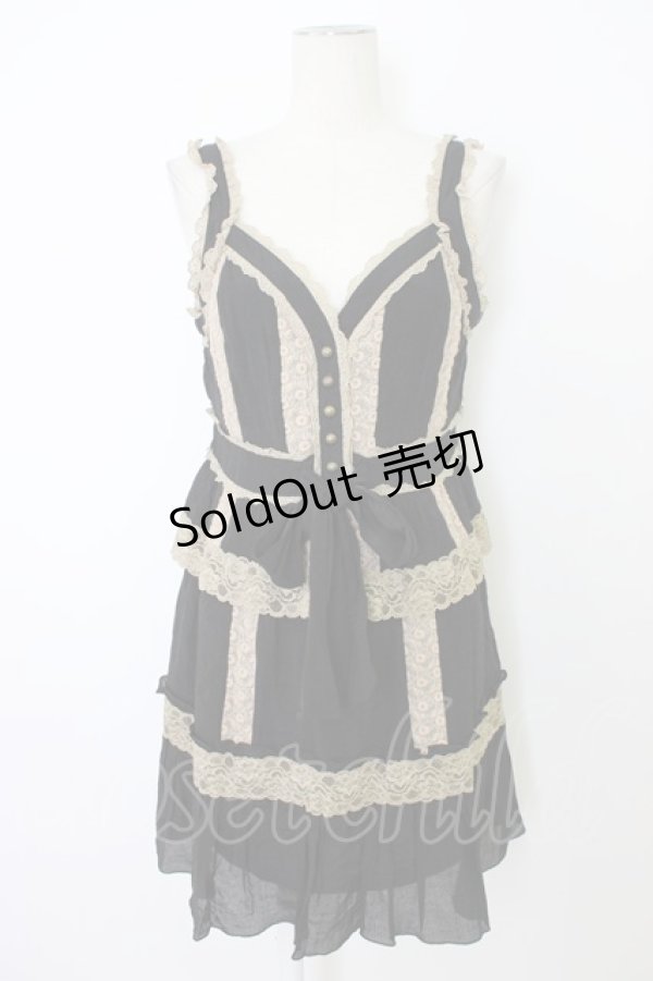 画像1: axes femme / レース配色ワンピース  黒Ｘブラウン T-25-12-26-014-AX-OP-SA-ZT (1)