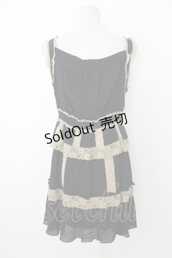 画像2: axes femme / レース配色ワンピース  黒Ｘブラウン T-25-12-26-014-AX-OP-SA-ZT (2)