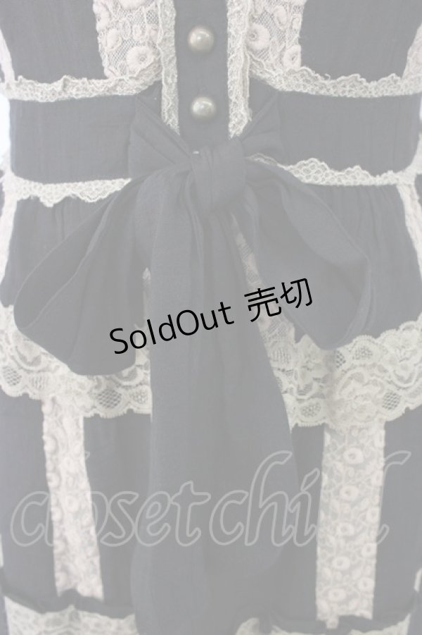 画像3: axes femme / レース配色ワンピース  黒Ｘブラウン T-25-12-26-014-AX-OP-SA-ZT (3)