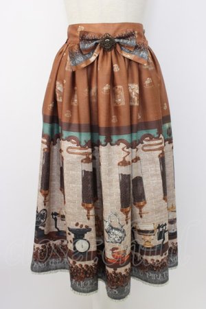 画像: ALICE and the PIRATES / Fleeting moments〜月下の不思議な珈琲店〜柄スカート  キャラメル T-25-12-26-019-PA-SK-SA-ZT