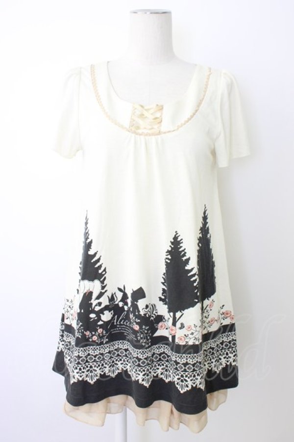 画像1: axes femme / アリスモチーフTシャツチュニック M キナリ T-25-12-26-003-AX-OP-SA-ZT (1)