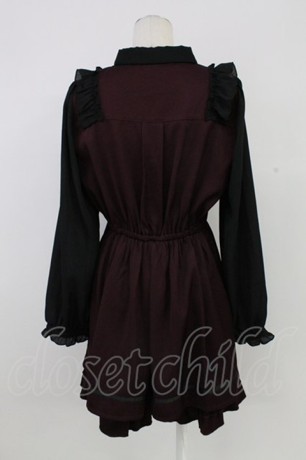 画像2: axes femme / キャット刺繍セットアップ  ボルドーＸ黒 T-25-12-26-023-AX-OP-SA-ZT (2)