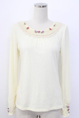 画像: axes femme / 袖プチバラ使いトップス  アイボリー T-25-12-27-001-AX-TO-SA-ZT