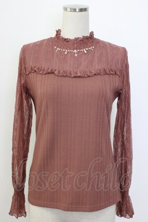 画像: axes femme / レース切替長袖インナー  ピンク T-25-12-27-004-AX-TO-SA-ZT