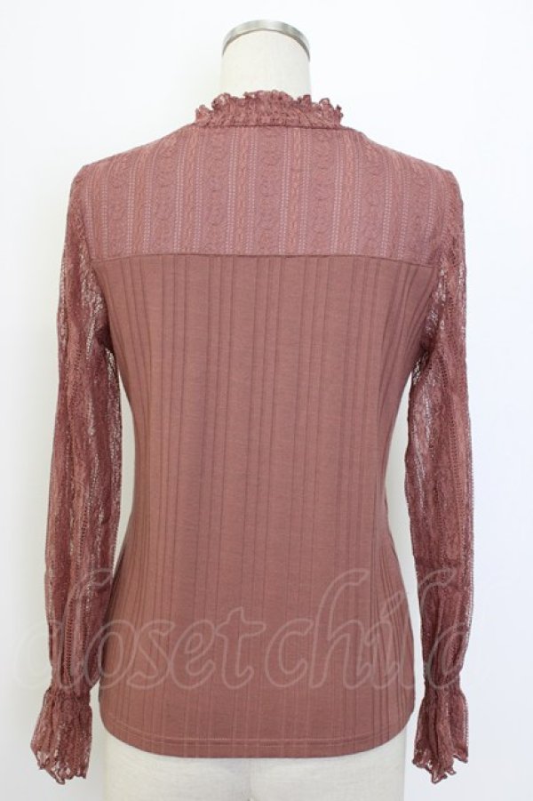 画像2: axes femme / レース切替長袖インナー  ピンク T-25-12-27-004-AX-TO-SA-ZT (2)