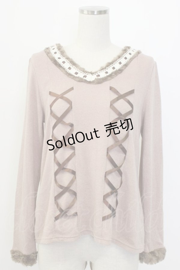 画像1: axes femme / サイド編み下げニットトップス  ピンクＸブラウン T-25-12-27-005-AX-TO-SA-ZT506 (1)