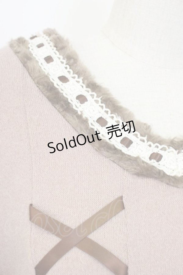 画像5: axes femme / サイド編み下げニットトップス  ピンクＸブラウン T-25-12-27-005-AX-TO-SA-ZT506 (5)