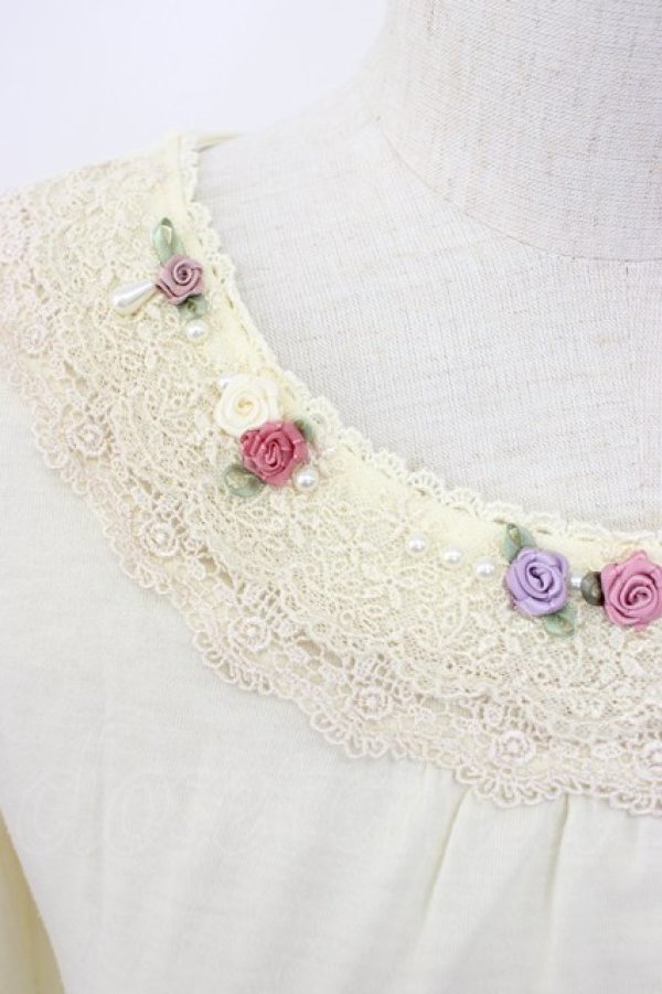 画像3: axes femme / 袖プチバラ使いトップス  アイボリー T-25-12-27-001-AX-TO-SA-ZT (3)