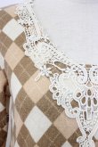 画像3: axes femme / アーガイルニットトップス  アイボリーＸベージュ T-25-12-27-002-AX-TO-SA-ZT (3)