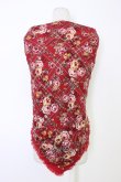 画像2: INGEBORG / 花&チェック大判スカーフ  レッド T-25-12-28-025-LO-ZA-SA-ZT (2)
