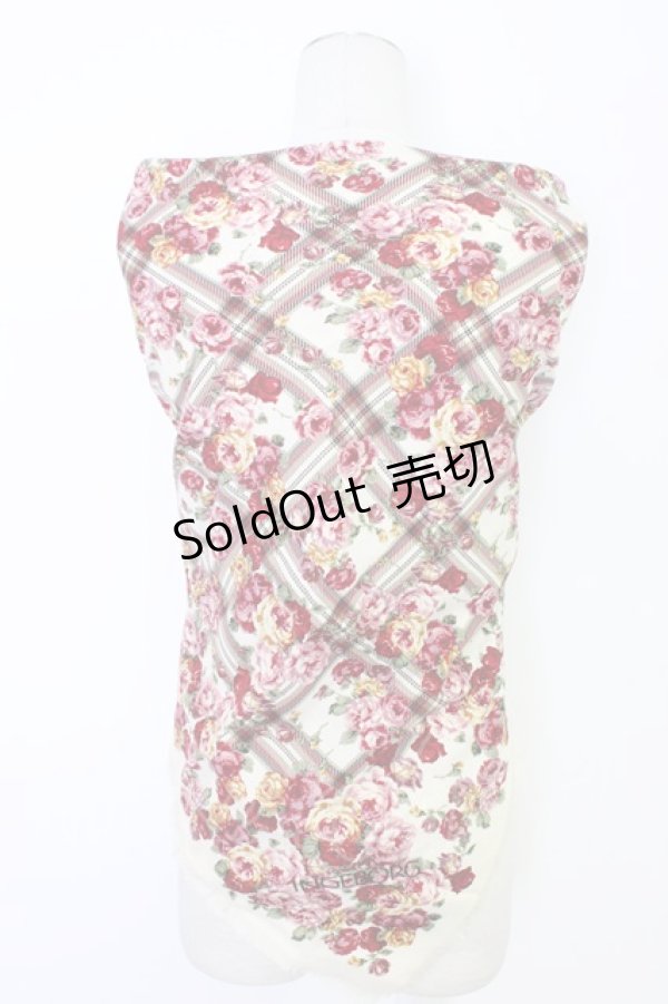 画像2: INGEBORG / 花&チェック大判スカーフ  ベージュ T-25-12-28-026-LO-ZA-SA-ZT450 (2)