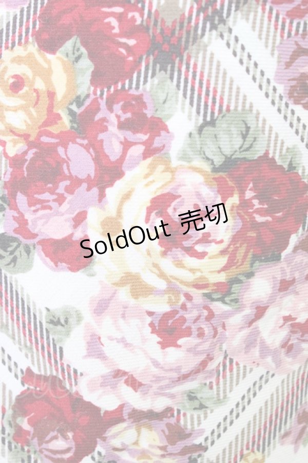 画像4: INGEBORG / 花&チェック大判スカーフ  ベージュ T-25-12-28-026-LO-ZA-SA-ZT450 (4)