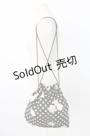 画像: INGEBORG / カメリアドット柄巾着バッグ  ブラック T-25-12-28-011-LO-BG-SA-ZTK020