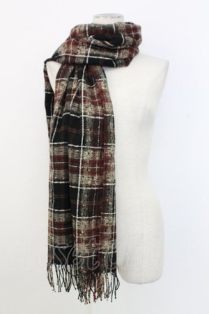 画像: INGEBORG / ツイードチェック柄ストール  ブラック T-25-12-28-016-LO-ZA-SA-ZT