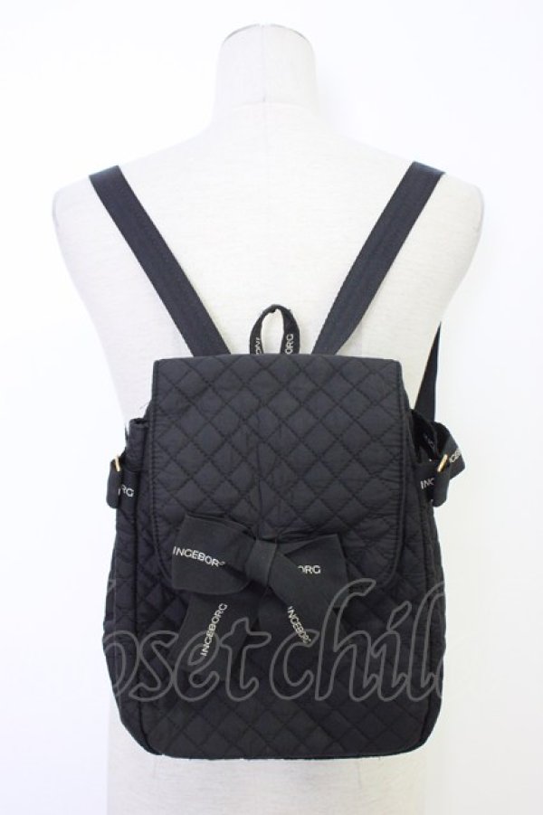 画像1: INGEBORG / ロゴリボンリュック  ブラック T-25-12-28-019-LO-BG-SA-ZT (1)