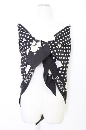 画像: INGEBORG / カメリアドット柄大判スカーフ  ブラック T-25-12-28-023-LO-ZA-SA-ZT