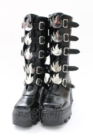 画像: NieR Clothing / 内側防寒仕様厚底ロングブーツ 38 ブラック T-25-12-29-001-PU-SH-SA-ZT