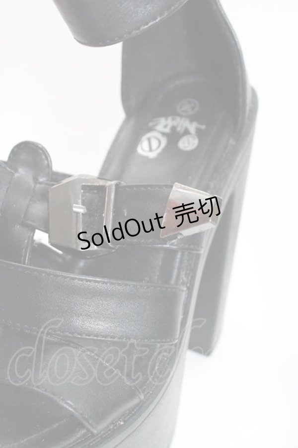 画像8: NieR CLOTHING / ヒールサンダル 36 ブラック T-25-12-29-002-PU-SH-SA-ZTK027 (8)
