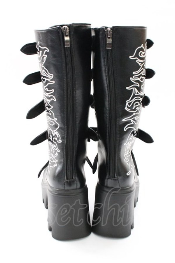 画像2: NieR Clothing / 内側防寒仕様厚底ロングブーツ 38 ブラック T-25-12-29-001-PU-SH-SA-ZT (2)