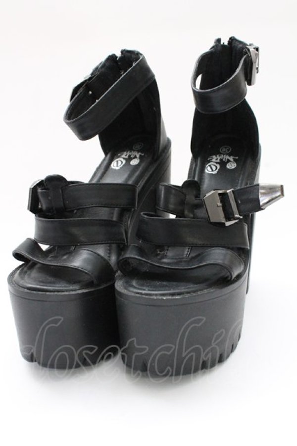 画像1: NieR Clothing / ヒールサンダル 36 ブラック T-25-12-29-002-PU-SH-SA-ZT (1)