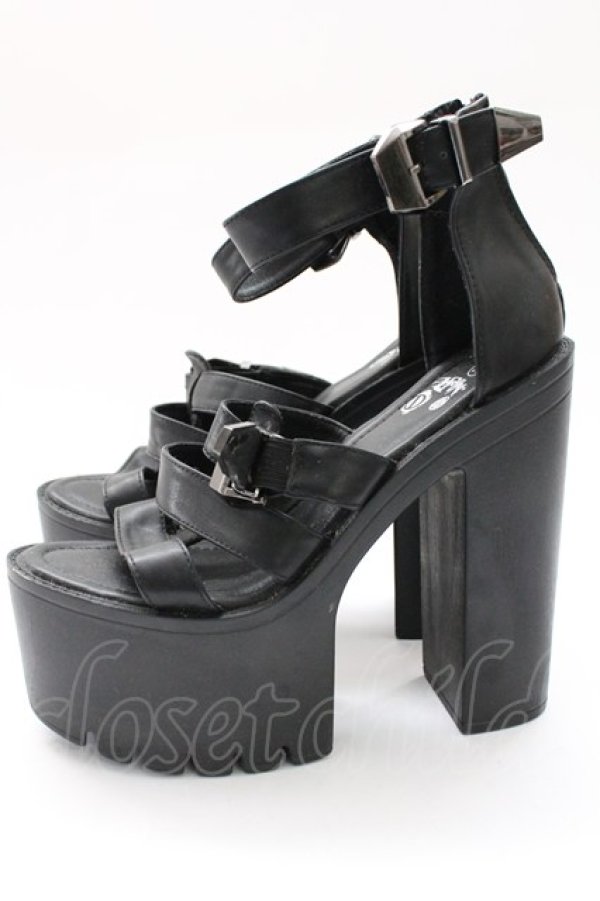 画像3: NieR Clothing / ヒールサンダル 36 ブラック T-25-12-29-002-PU-SH-SA-ZT (3)