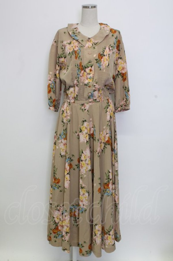 画像1: INGEBORG / フラワーブーケ総柄ワンピース  アイボリー T-25-12-31-013-LO-OP-SA-ZT (1)