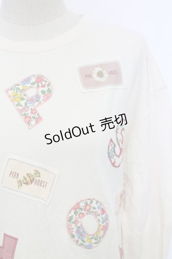 画像3: PINK HOUSE / ワッペン&アルファベットスウェット  アイボリー T-25-12-31-002-LO-OP-SA-ZT (3)