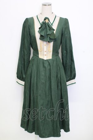 画像: Miss Point / バイオリン刺繍長袖ワンピース M グリーン T-25-12-31-016-0-OP-SA-ZT